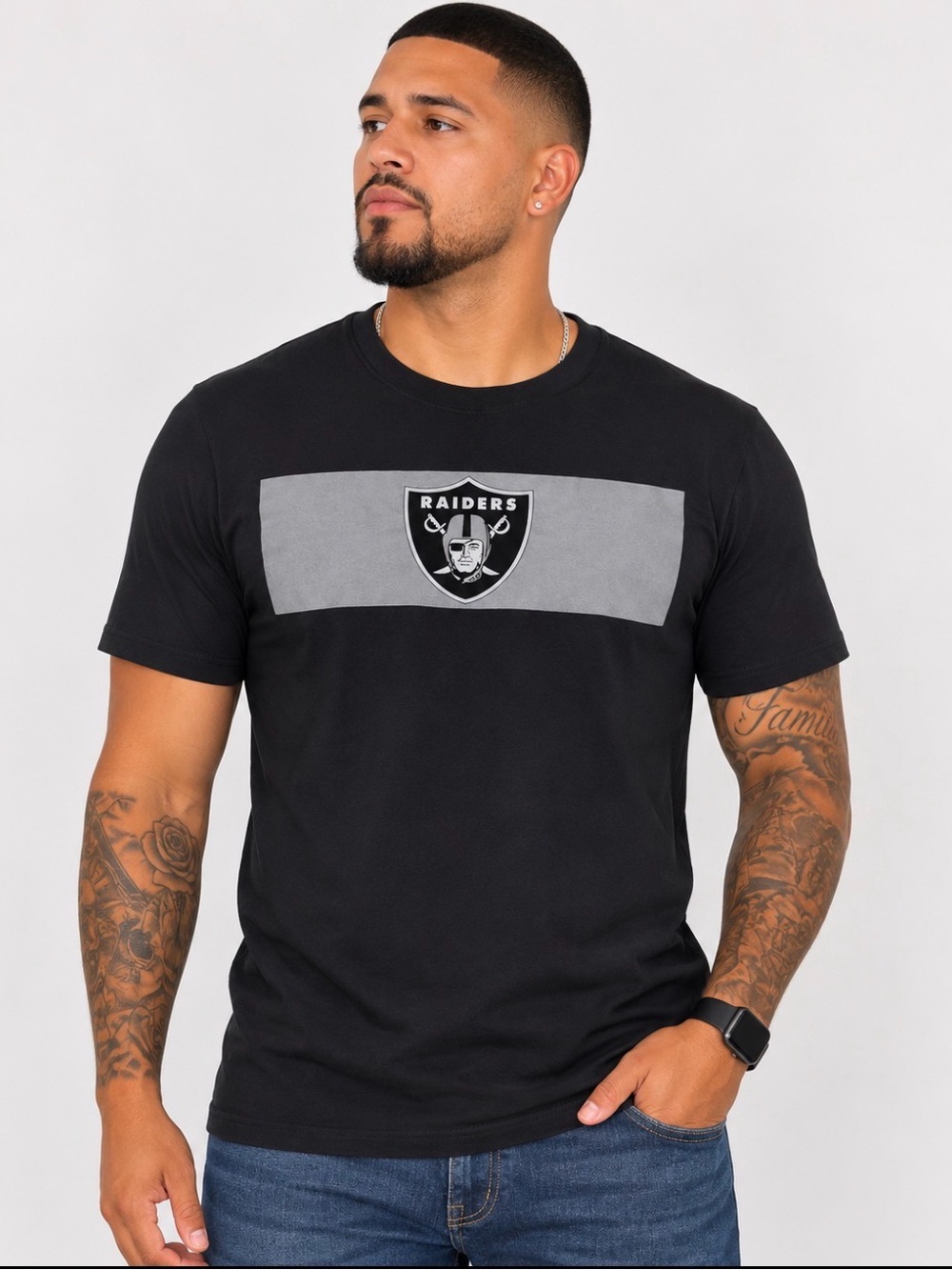 Raiders Crest Tee with Gray Panel size M